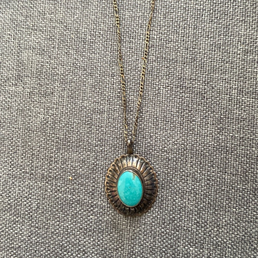 Vintage sterling silver turquoise necklace
